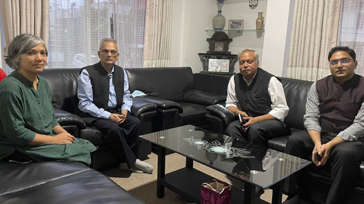 Baburam Bhattarai meets Indian ambassador Srivastava