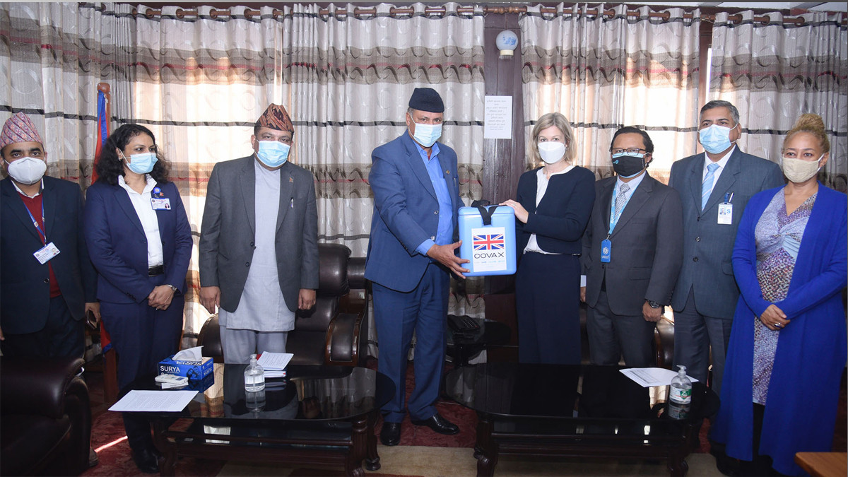 British Ambassador Pollitt pays courtesy call on Minister Khatiwada, hands over 2.1 million doses of anti-COVID vaccines