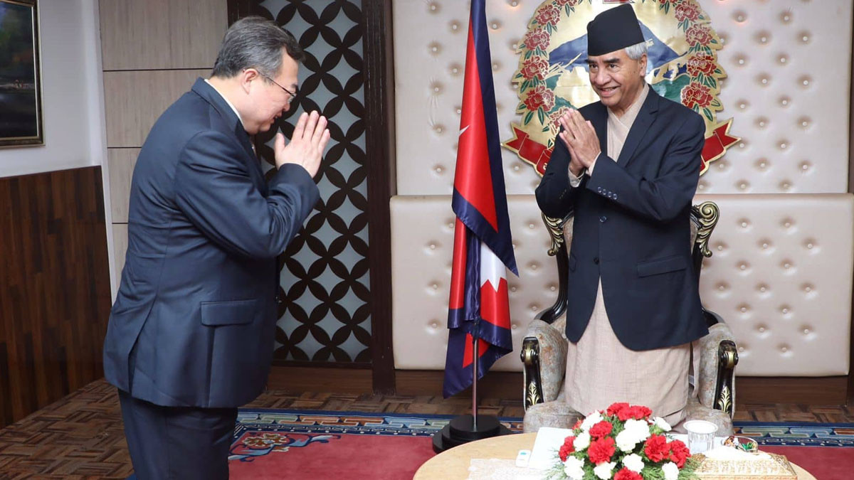 Chinese Foreign Department Chief pays courtesy call on PM Deuba