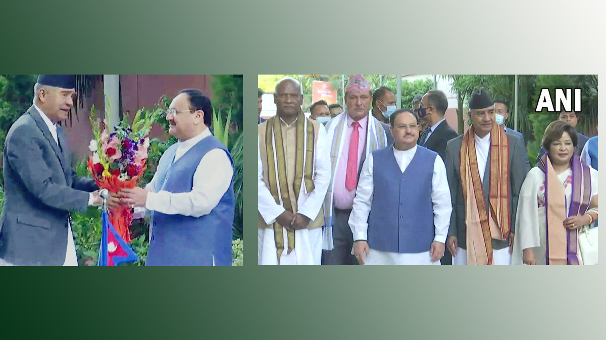 BJP national chairman JP Nadda welcome PM Deuba at party headquarter