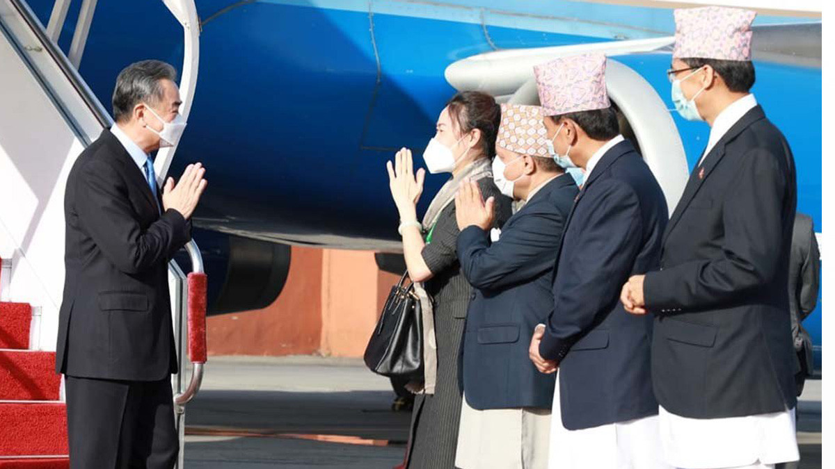 Chinese Foreign Minister Yi arrives in Kathmandu