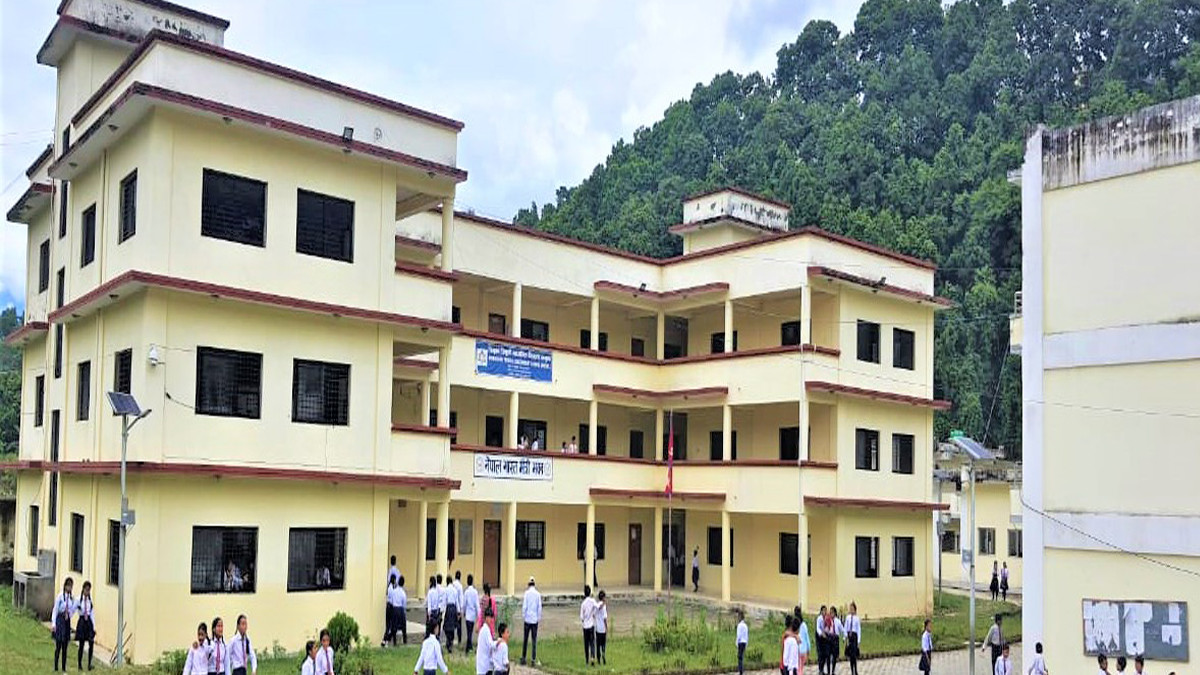 Inauguration of a school building built in Bidur Municipality of Nuwakot with the grant help of the Government of India