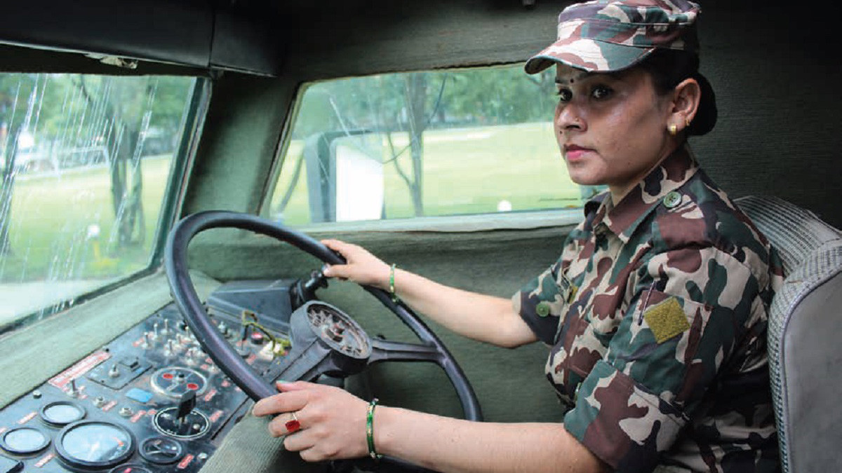 NA's Rudrakshi Karki became the first Nepali woman MPV driver to participate in the Peace Mission