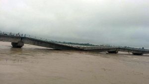 Bridge washed away by floods in Bardia