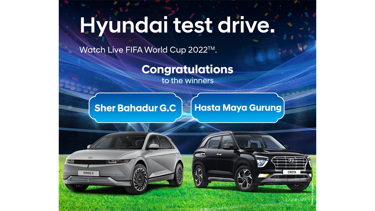 Gurung and G.C. won Hyundai’s test drive campaign, chance to watch the FIFA World Cup 2022 Live in Qatar
