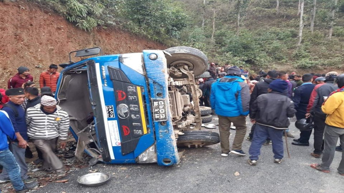 One dead, seven injured in Dhading road accident