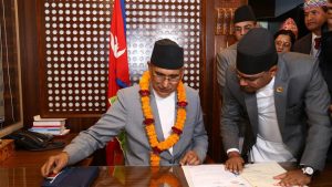 Newly appointed Finance Minister Paudel assumes office