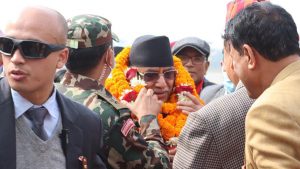 PM Dahal arrives in Chitwan