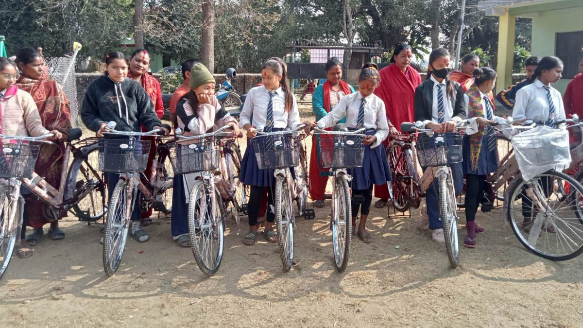Bicycles to girl students