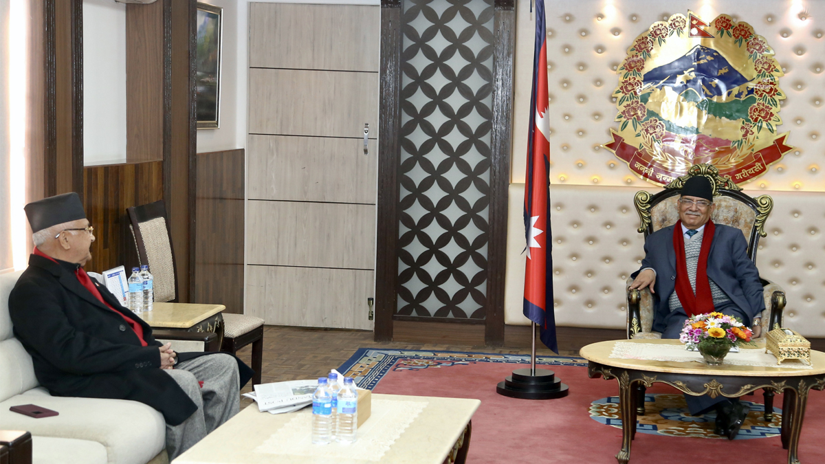 PM Prachanda, UML Chairman Oli held meeting