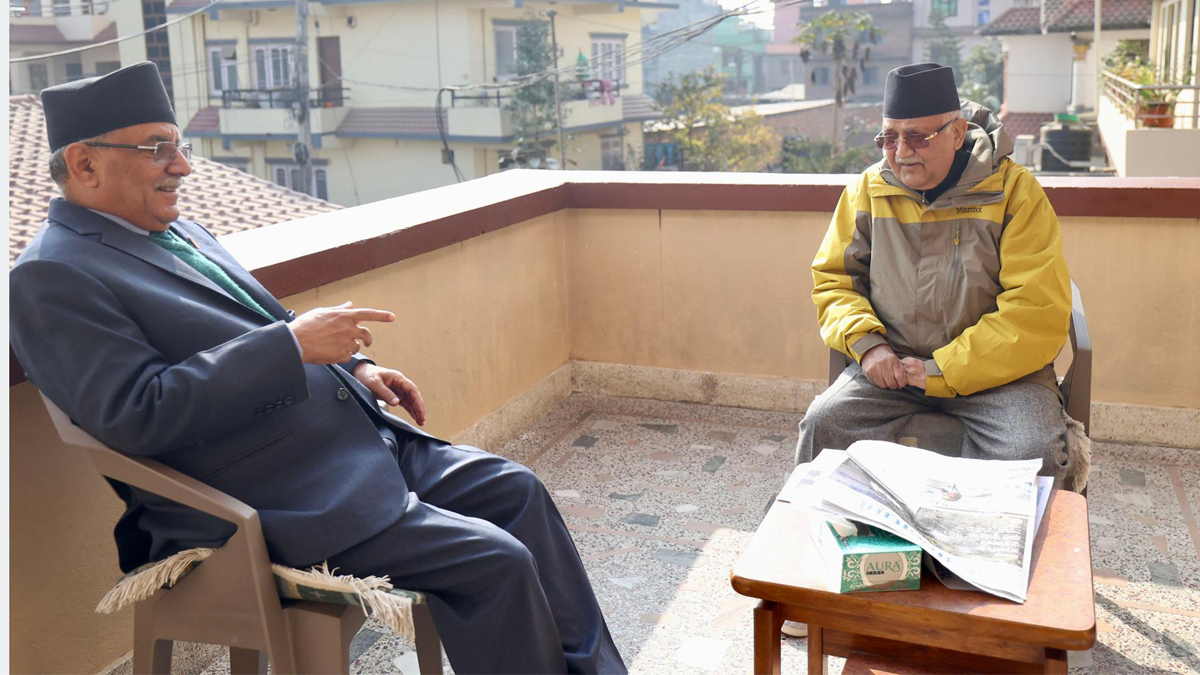 PM Dahal and UML Chair Oli hold meeting