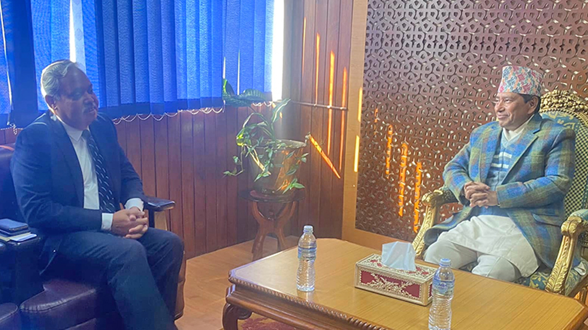 Indian ambassador Srivastava meets DPM Shrestha in Singha Durbar