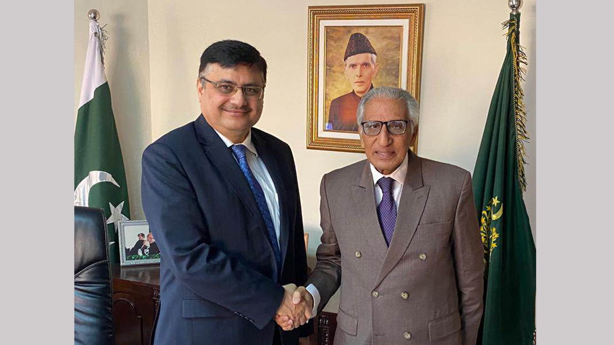 Envoy Adhikari and Pakistan’s PM Special Assistant on Foreign Affairs hold meeting