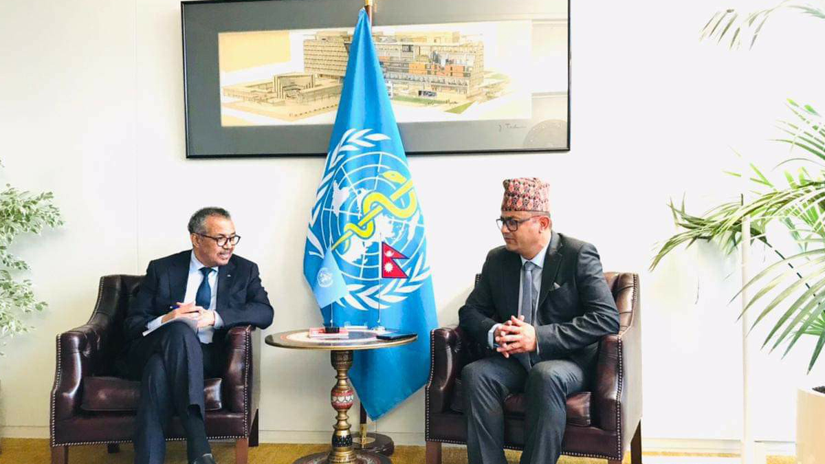 Health Minister Giri meets with WHO Director General Dr Ghebreyesus