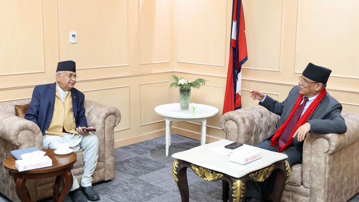 Meeting of High Level Mechanism adjourned: PM Dahal, Chair Oli discussing in Singha Durbar