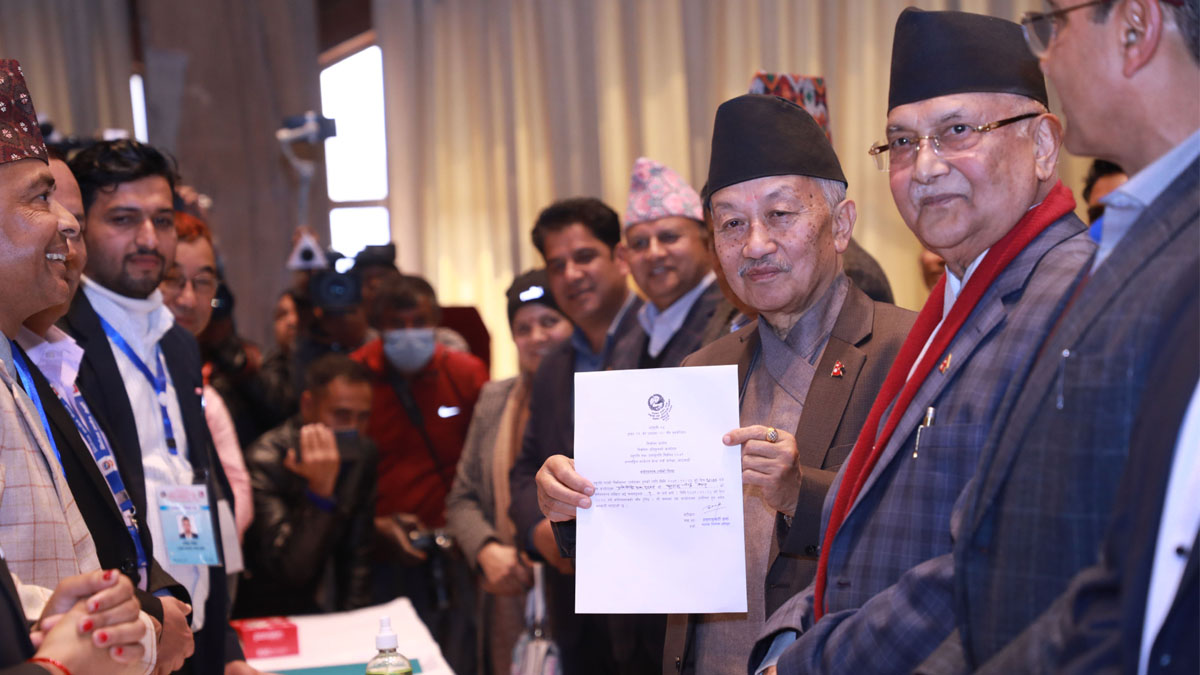 UML’s Vice-chair Nembang files candidacy for President