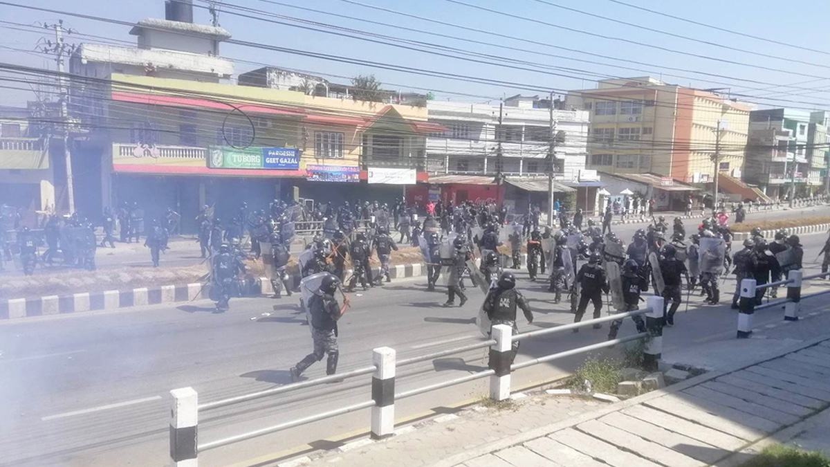 Tension ran high in Biratnagar, 24 injured in clash between police and protestors