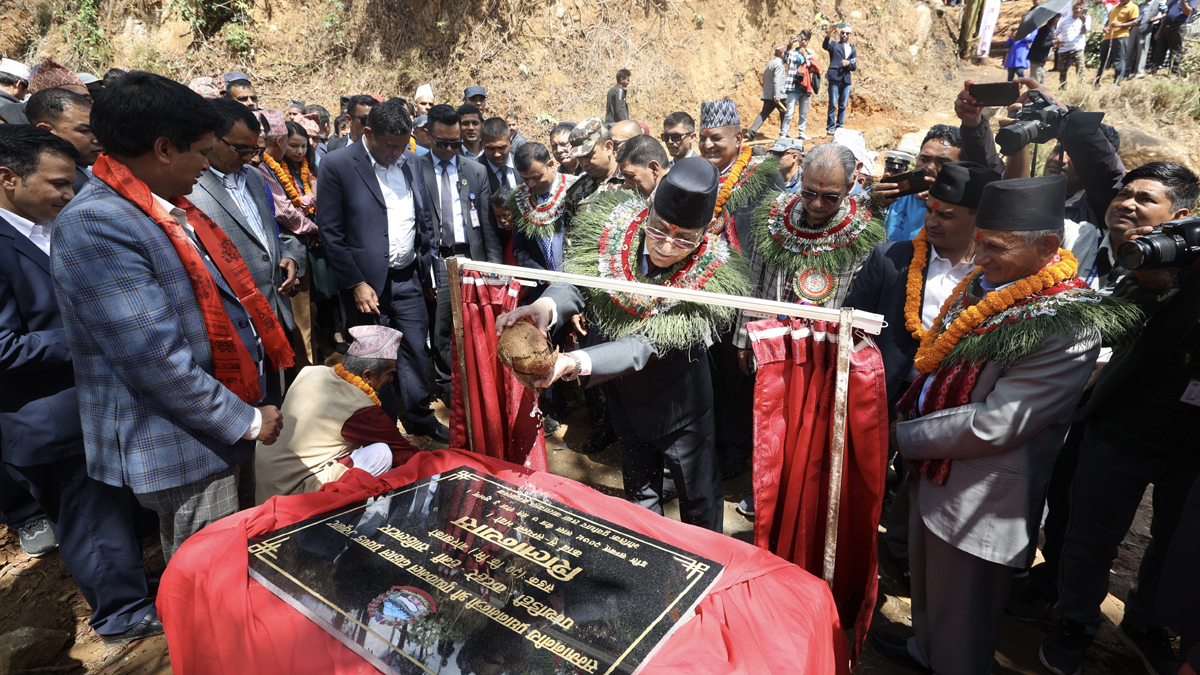 Prime Minister Dahal lays foundation stone for road upgradation project