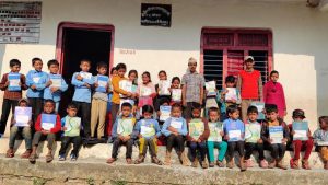 Students getting textbooks along with their enrollment in Darchula this year