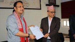 UML’s Sarbendra Khanal files nomination in Tanahun-1