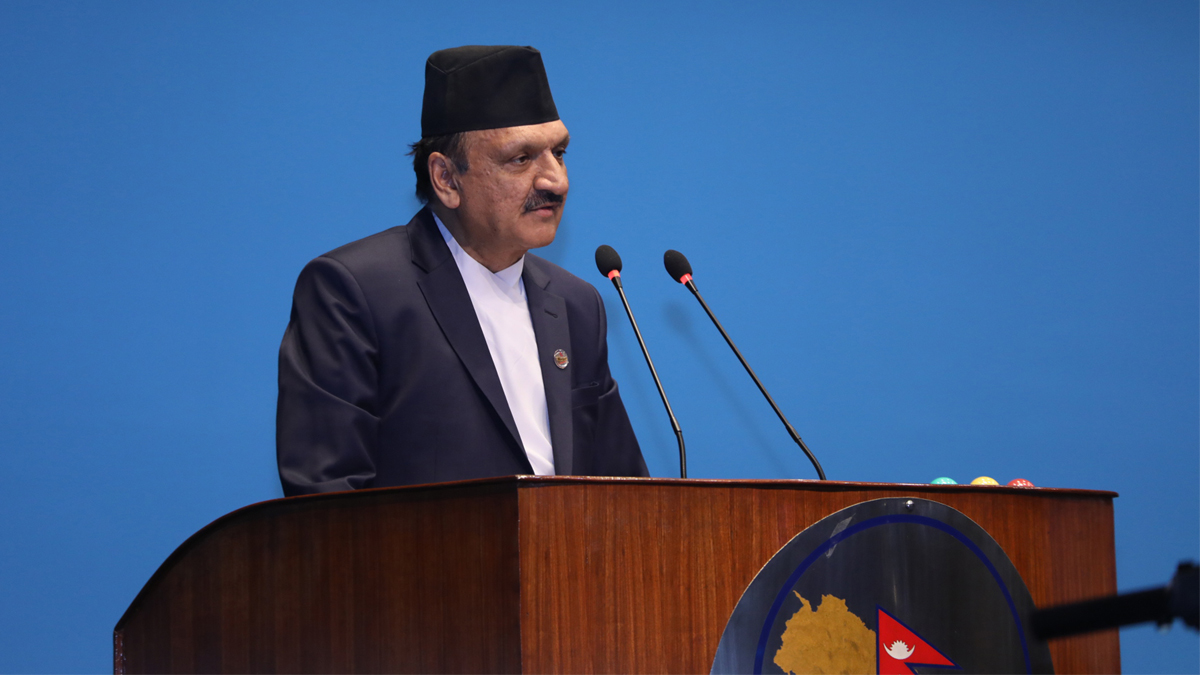 Finance Minister Dr. Mahat presenting budget for FY 2023/24