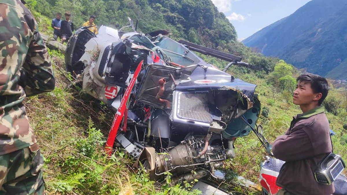 Simrik Air chopper crash: One dead, four injured airlifted to Kathmandu