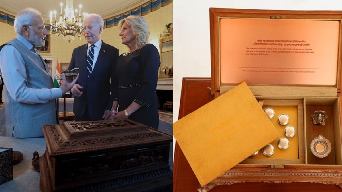 PM Modi gifts President Joe Biden, US First Lady Jill Biden- Sandalwood box with ‘das danams,’ green diamond