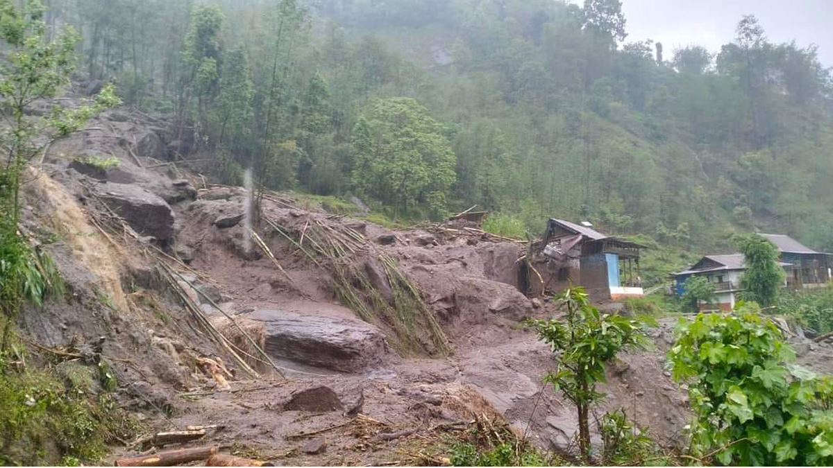 Flood and landslide damage 31 houses in Sindhuli