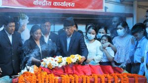 Mortal remains of Dahal kept in party’s office for tributes