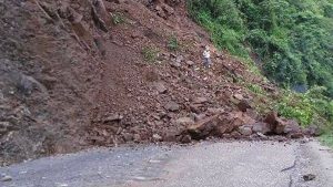 Landslide obstructs two national highways