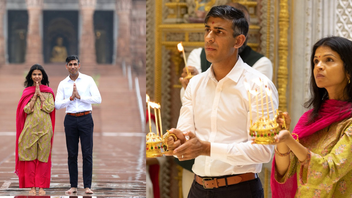 ‘Proud Hindu’ Rishi Sunak, wife Akshata Murty offer prayers at Delhi’s Akshardham Temple