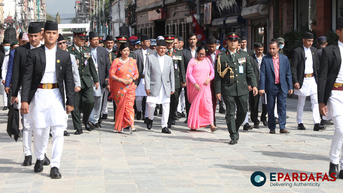 President Paudel Joins Indrajatra Festivities, Heads to Basantpur on Foot (Photos)