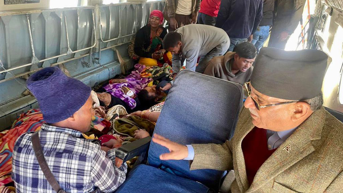 Prime Minister Dahal Returns to Surkhet with 7 Injured from Jajarkot