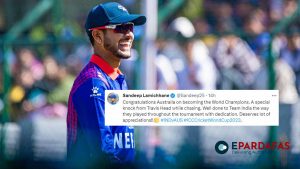 Sandeep Lamichhane Congratulates Australia on World Cup Victory
