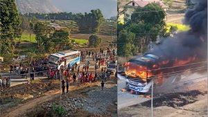 Incident in Sindhuli Sparks Public Outrage: Bus Set Ablaze After Fatal Collision