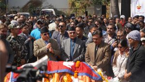 PM Dahal and UML Chair Oli Pays Homage to Late Bhaktaraj Acharya