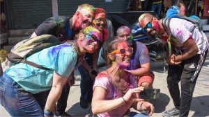 Foreign tourists join Holi celebrations in Thamel