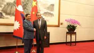 Foreign Minister Shrestha Holds Bilateral Meeting with Chinese Counterpart