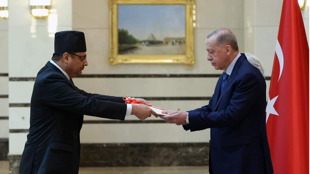 Tapas Adhikari Presents Credentials to Turkish President as Nepal’s Non-Resident Ambassador