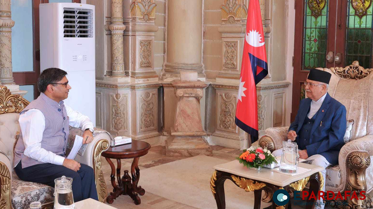 Prime Minister Oli Meets Indian Foreign Secretary Vikram Misri