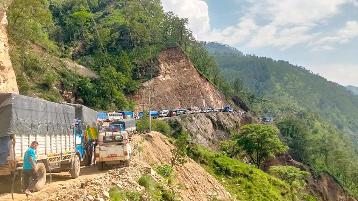 Karnali Highway Blocked by Landslides Amid Incessant Rainfall