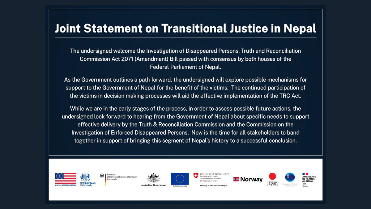 International Support for Nepal’s Transitional Justice Efforts: Joint Statement Issued by 9 Countries and EU