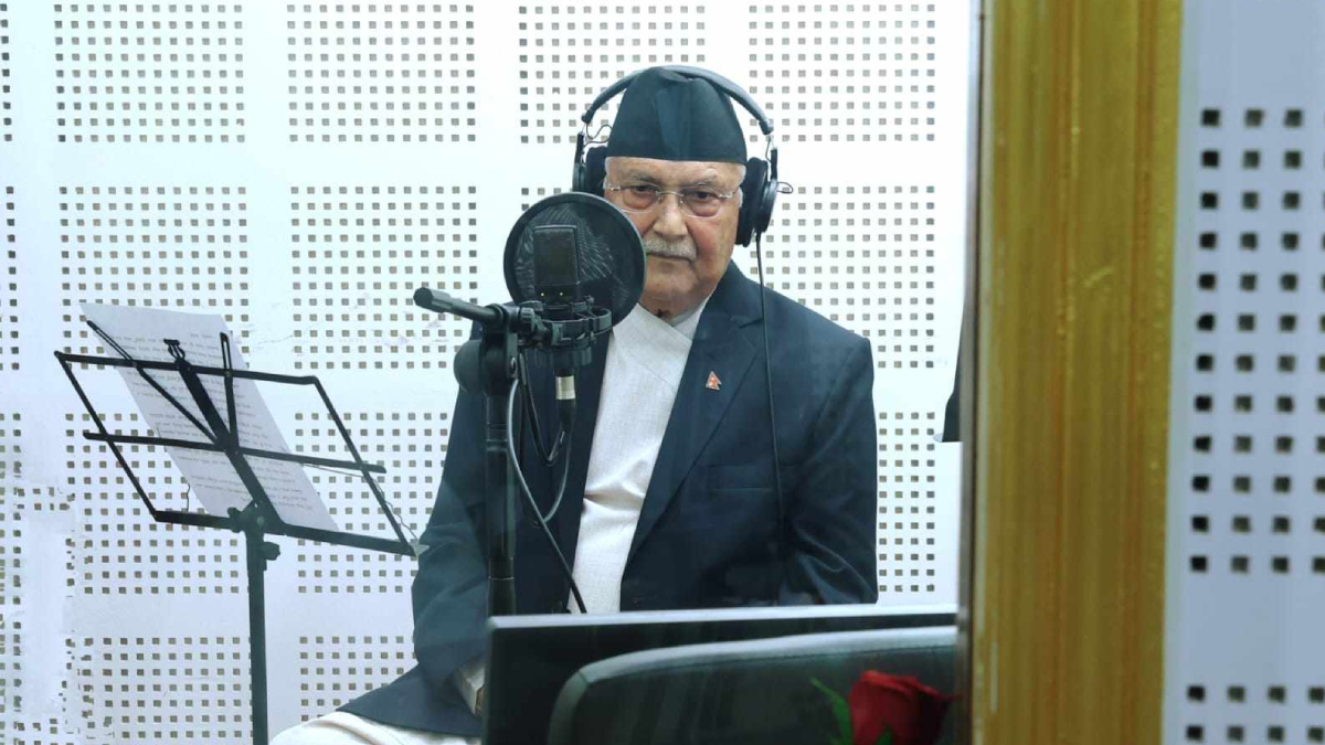 Prime Minister KP Sharma Oli Records Voice for Social Movie ‘Nametine Ghau’