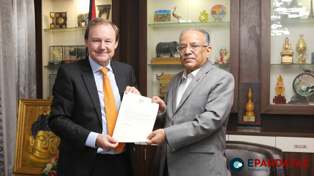 UK Ambassador Rob Fenn Meets CPN (Maoist Centre) Chair Prachanda, Discusses Transitional Justice and Bilateral Cooperation