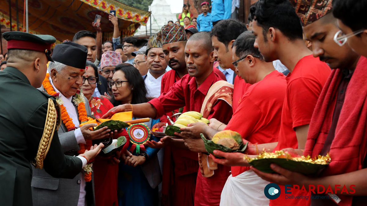 President Ramchandra Paudel Offers Prayers at Patan’s Krishna Mandir on Shri Krishna Janmashtami