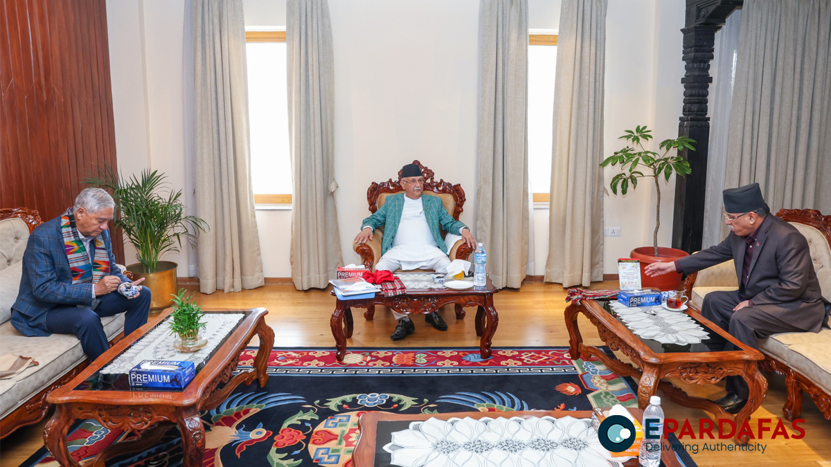 Prime Minister Oli Meets with NC President Deuba and Opposition Leader Prachanda