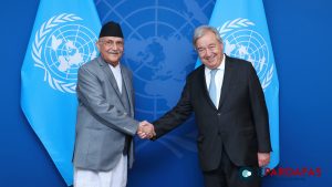 PM Oli Meets UN Secretary-General António Guterres, Discusses Nepal-UN Relations