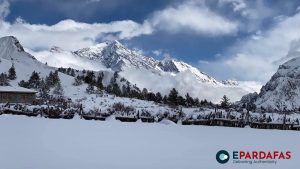 Manang Welcomes First Snowfall of Winter Season